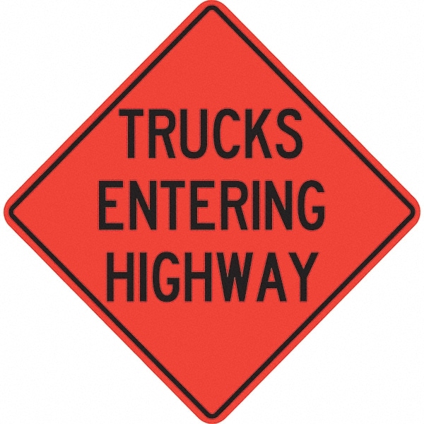 PRO-SAFE 07-800-4722-L Traffic Control Sign: Triangle, "Trucks Entering Highway" Image