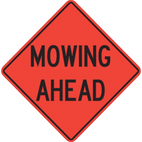 Traffic Control Sign: Triangle, "Mowing Ahead"