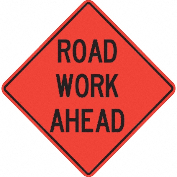 PRO-SAFE 07-800-4716-L Traffic Control Sign: Triangle, "Road Work Ahead" Image