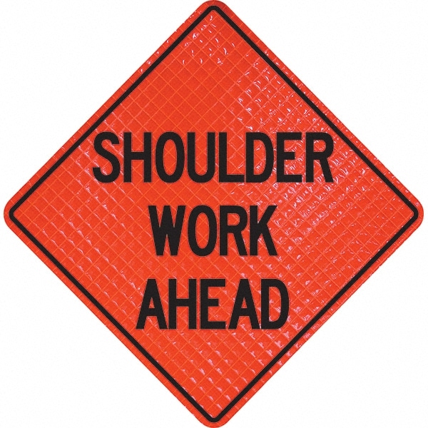 PRO-SAFE 07-800-3039-L Traffic Control Sign: Triangle, "Shoulder Work Ahead" Image