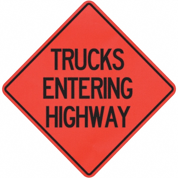 PRO-SAFE 07-800-3118-L Traffic Control Sign: Triangle, "Trucks Entering Highway" Image