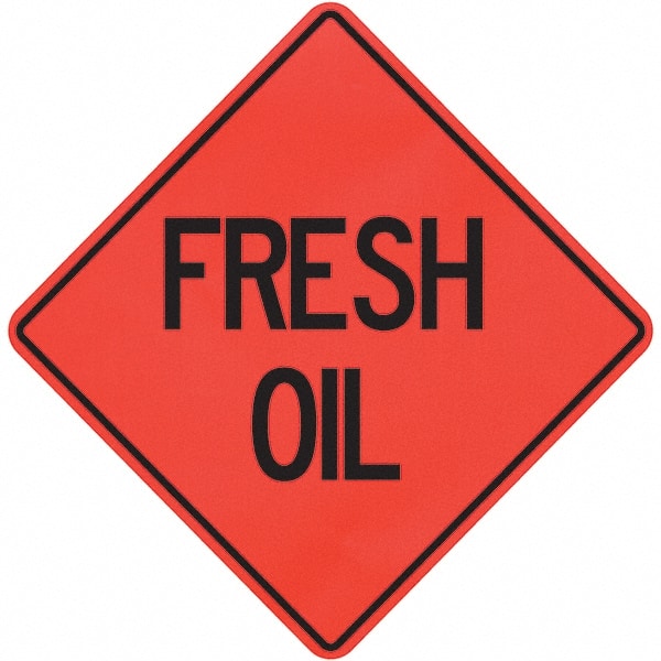 Traffic Control Sign: Triangle, "Fresh Oil"