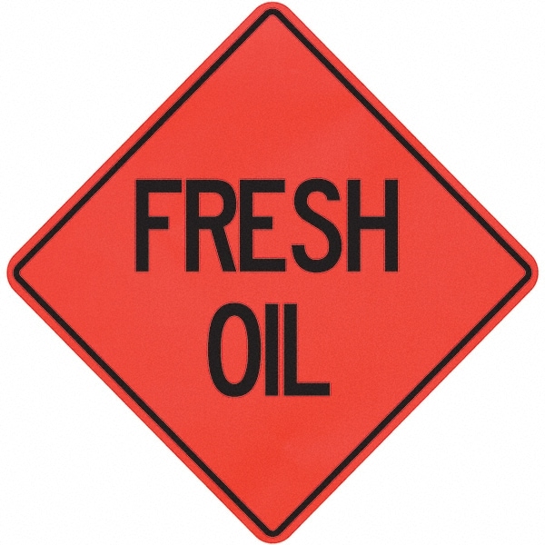 PRO-SAFE 07-800-3114-L Traffic Control Sign: Triangle, "Fresh Oil" Image