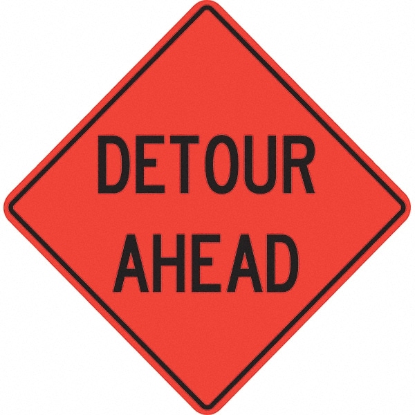 PRO-SAFE 07-800-3702-L Traffic Control Sign: Triangle, "Detour Ahead" Image