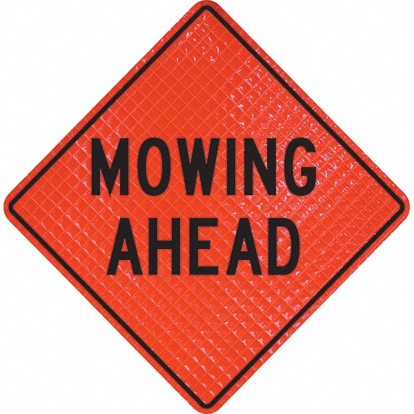 Traffic Control Sign: Triangle, "Mowing Ahead"