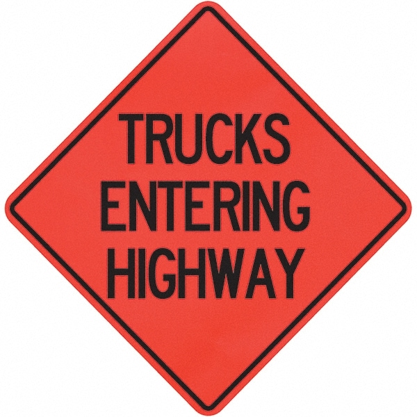 PRO-SAFE 07-800-4TEH-L Traffic Control Sign: Triangle, "Trucks Entering Highway" Image