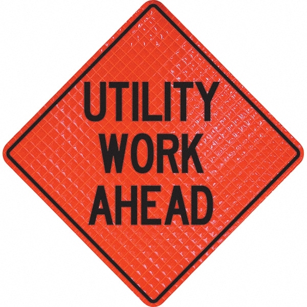 PRO-SAFE 07-800-4046-L Traffic Control Sign: Triangle, "Utility Work Ahead" Image