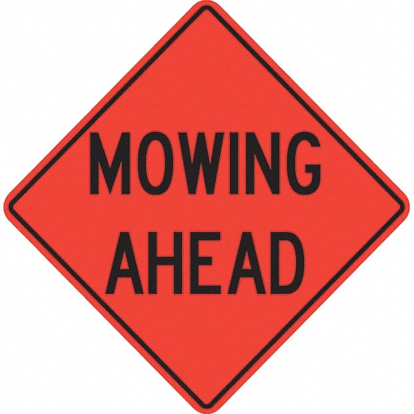 Traffic Control Sign: Triangle, "Mowing Ahead"