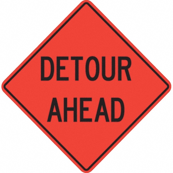 PRO-SAFE 07-800-4702-L Traffic Control Sign: Triangle, "Detour Ahead" Image