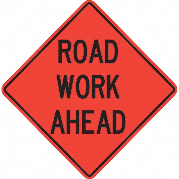 PRO-SAFE 07-800-3716-L Traffic Control Sign: Triangle, "Road Work Ahead" Image