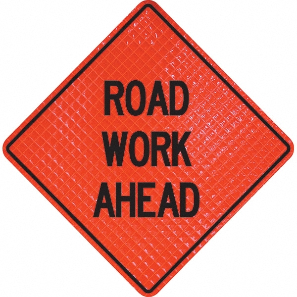 PRO-SAFE 07-800-3037-L Traffic Control Sign: Triangle, "Road Work Ahead" Image