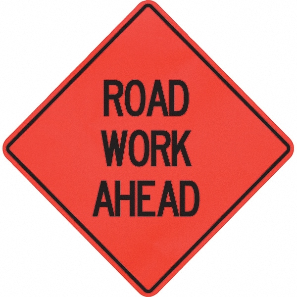 PRO-SAFE 07-800-4007-L Traffic Control Sign: Triangle, "Road Work Ahead" Image