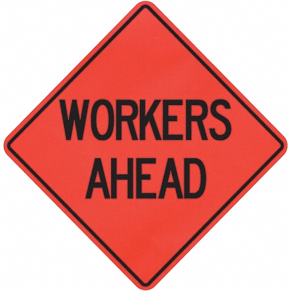 Traffic Control Sign: Triangle, "Workers Ahead"