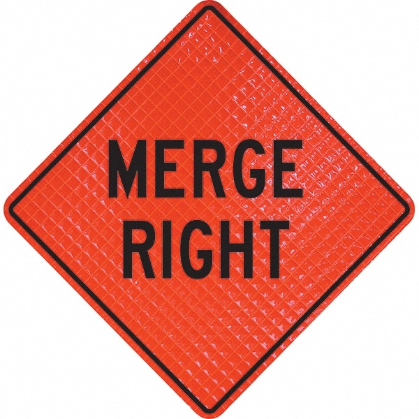 Traffic Control Sign: Triangle, "Merge Right"