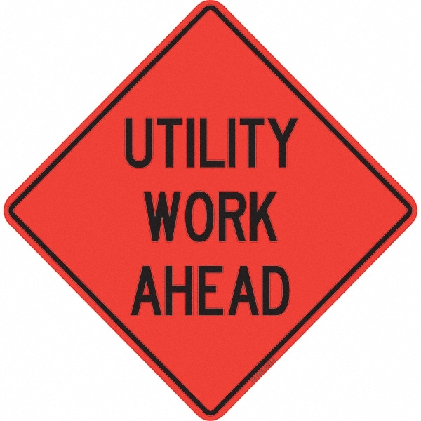 PRO-SAFE 07-800-3723-L Traffic Control Sign: Triangle, "Utility Work Ahead" Image