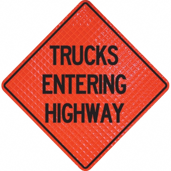 PRO-SAFE 07-800-4029-L Traffic Control Sign: Triangle, "Trucks Entering Highway" Image