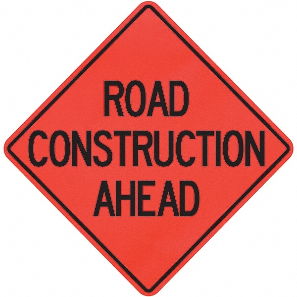 PRO-SAFE 07-800-3004-L Traffic Control Sign: Triangle, "Road Construction Ahead" Image