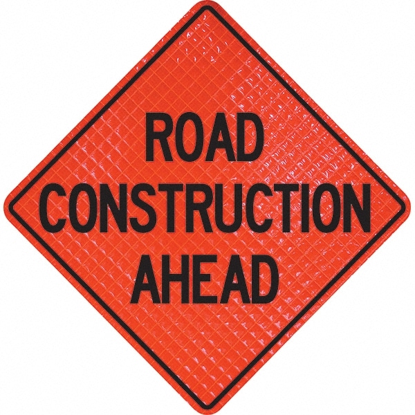 PRO-SAFE 07-800-3036-L Traffic Control Sign: Triangle, "Road Construction Ahead" Image