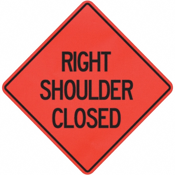 Traffic Control Sign: Triangle, "Right Shoulder Closed"