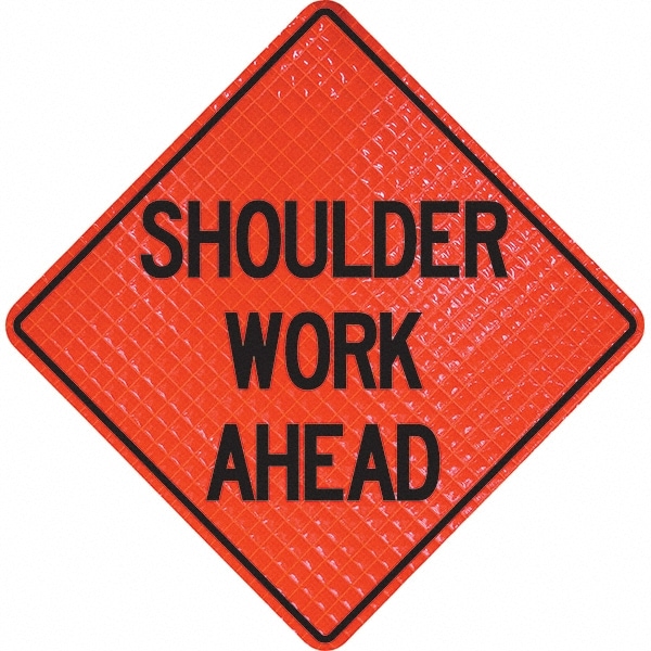 Traffic Control Sign: Triangle, "Shoulder Work Ahead"