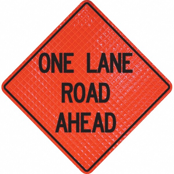 PRO-SAFE 07-800-4032-L Traffic Control Sign: Triangle, "One Lane Road Ahead" Image