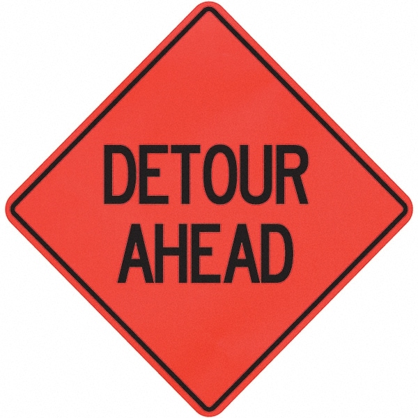 PRO-SAFE 07-800-3014-L Traffic Control Sign: Triangle, "Detour Ahead" Image