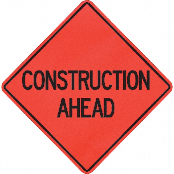 PRO-SAFE R48DI-NRO-PP-CA Traffic Control Sign: Triangle, "Construction Ahead" Image