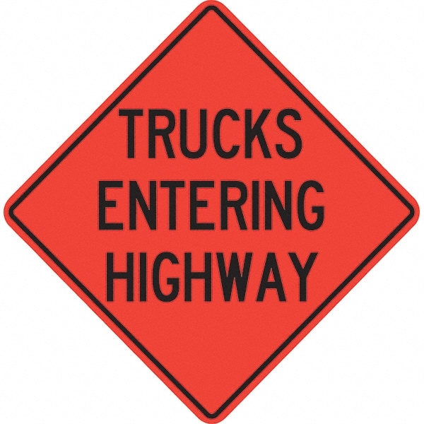 PRO-SAFE 07-800-3722-L Traffic Control Sign: Triangle, "Trucks Entering Highway" Image