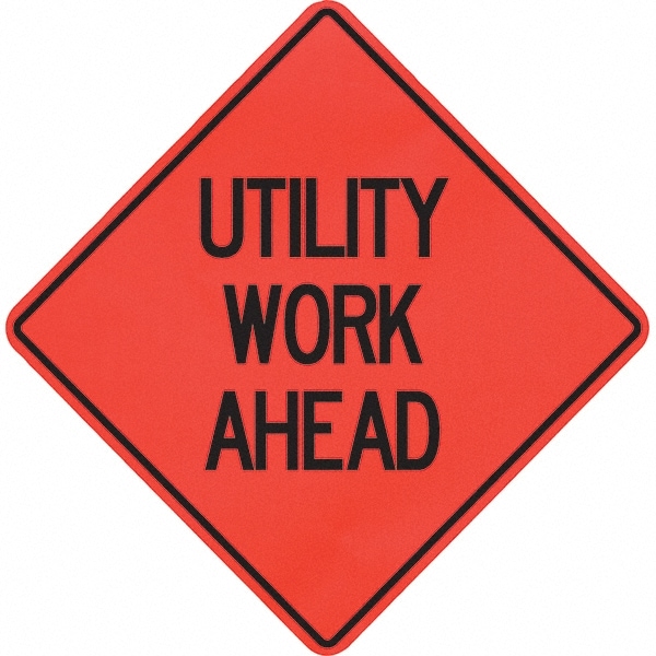 PRO-SAFE 07-800-4010-L Traffic Control Sign: Triangle, "Utility Work Ahead" Image