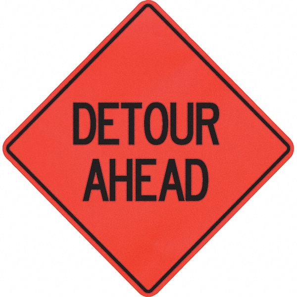 PRO-SAFE 07-800-4015-L Traffic Control Sign: Triangle, "Detour Ahead" Image