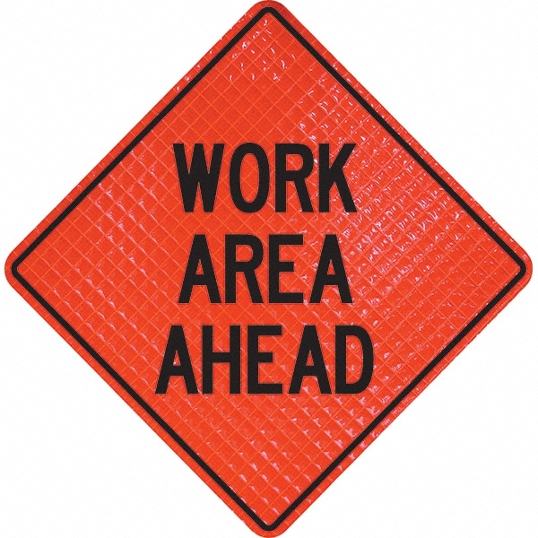 PRO-SAFE 07-800-3034-L Traffic Control Sign: Triangle, "Work Area Ahead" Image