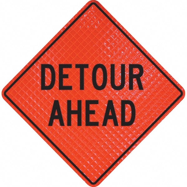 PRO-SAFE 07-800-3030-L Traffic Control Sign: Triangle, "Detour Ahead" Image