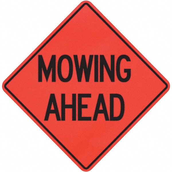 Traffic Control Sign: Triangle, "Mowing Ahead"