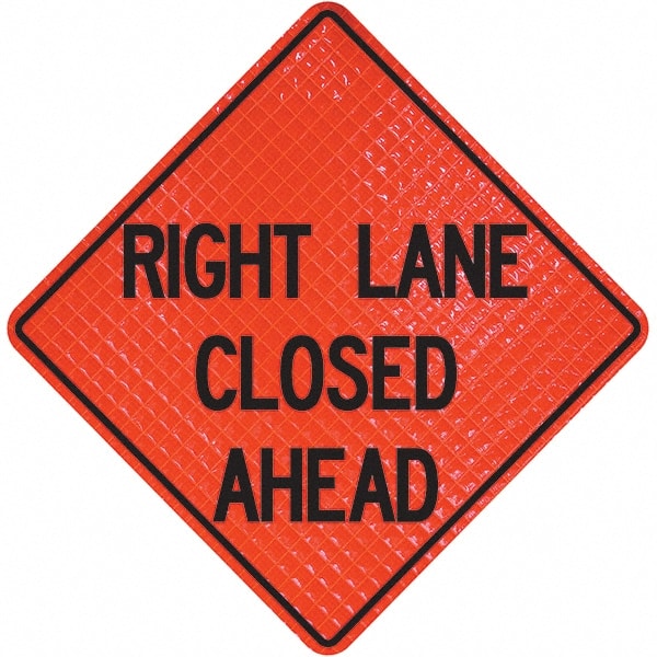 Traffic Control Sign: Triangle, "Right Lane Closed Ahead"