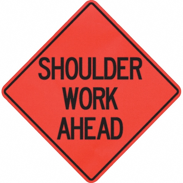 PRO-SAFE 07-800-4020-L Traffic Control Sign: Triangle, "Shoulder Work Ahead" Image