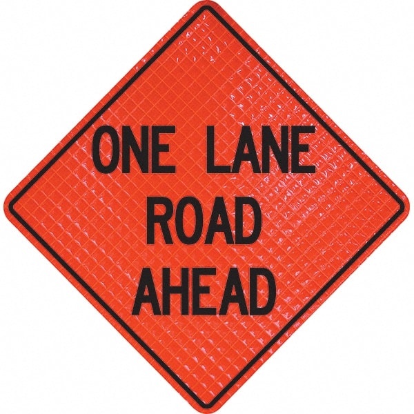 Traffic Control Sign: Triangle, "One Lane Road Ahead"