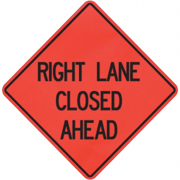 Traffic Control Sign: Triangle, "Right Lane Closed Ahead"