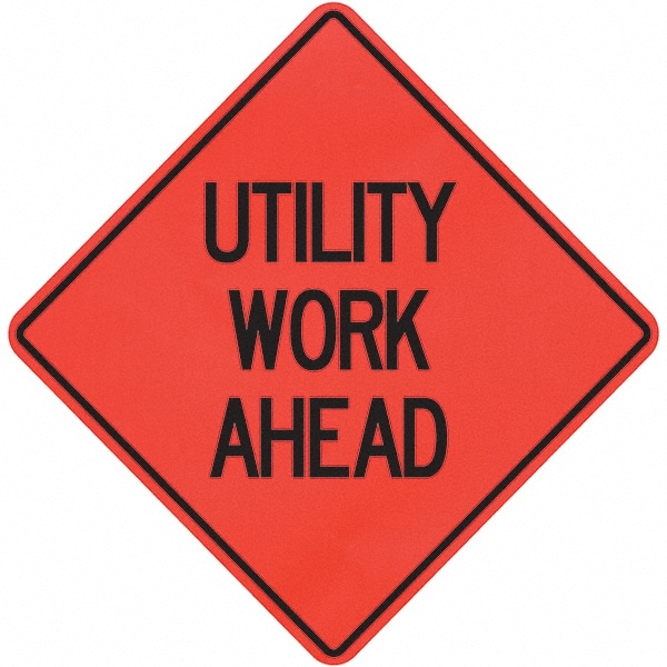 PRO-SAFE 07-800-3010-L Traffic Control Sign: Triangle, "Utility Work Ahead" Image