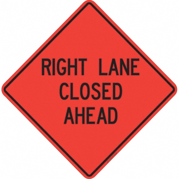 Traffic Control Sign: Triangle, "Right Lane Closed Ahead"