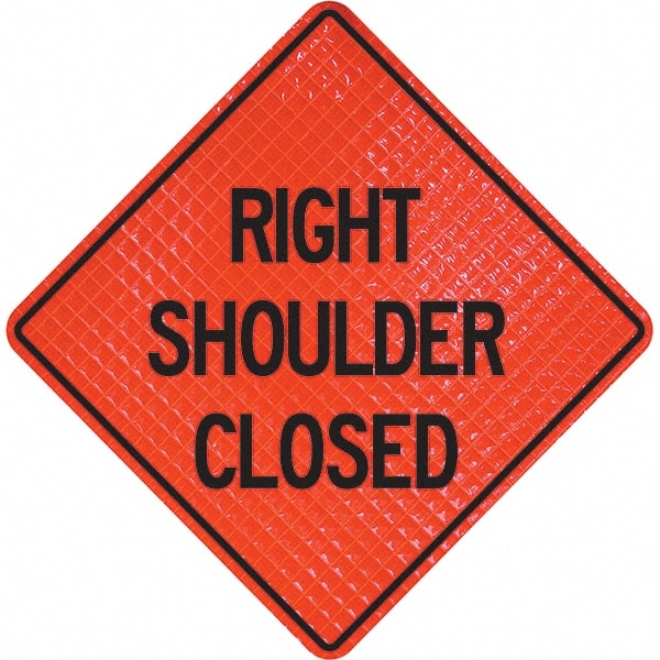 Traffic Control Sign: Triangle, "Right Shoulder Closed"