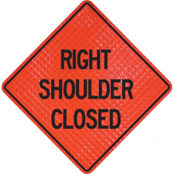 PRO-SAFE 07-800-4120-L Traffic Control Sign: Triangle, "Right Shoulder Closed" Image