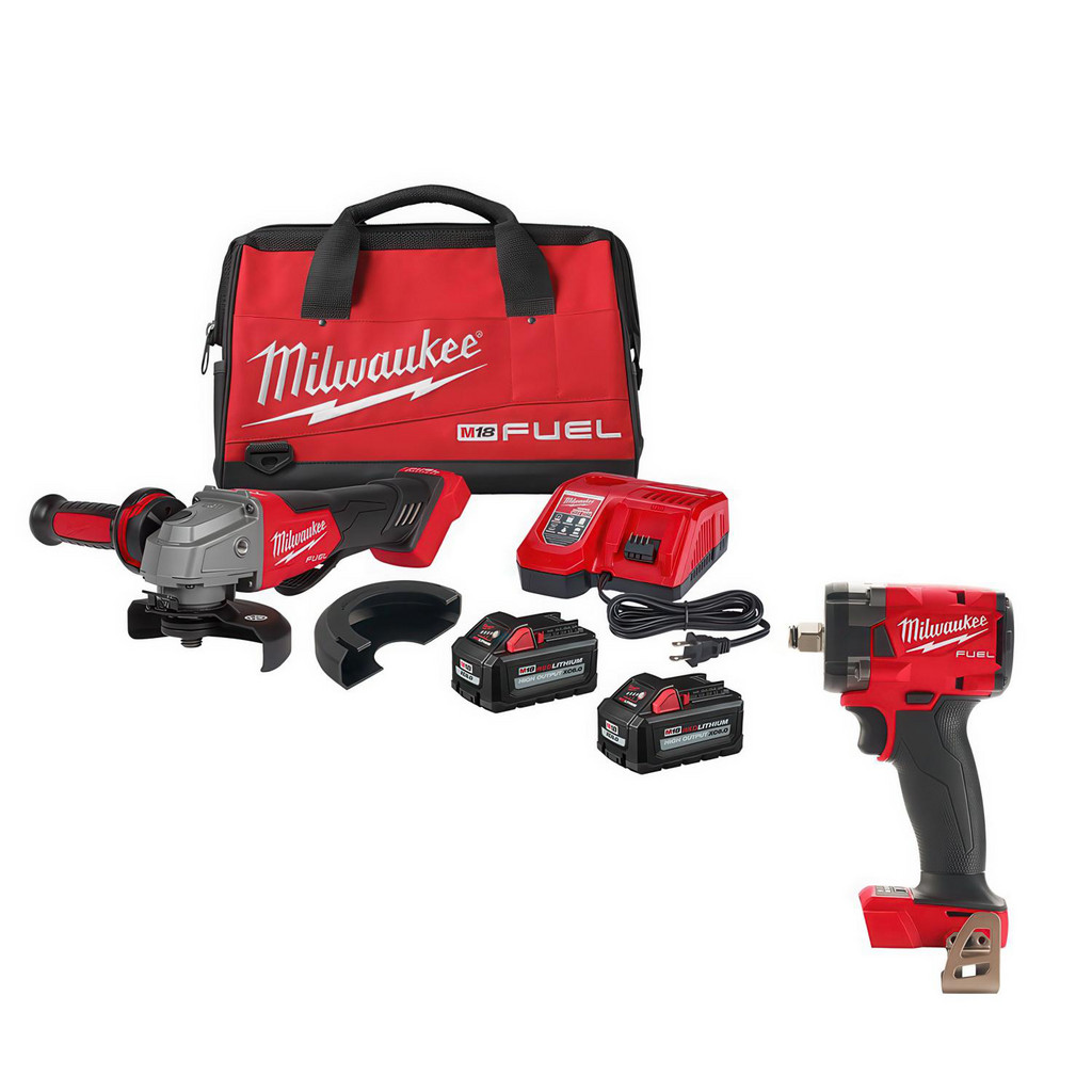 Milwaukee Tool | Milwaukee M18 FUEL™ 4-1/2"/5" Braking Grinder Paddle Switch, No-Lock Kit - ​2880-22 - BONUS M18 FUEL™ 1/2 " Compact Impact