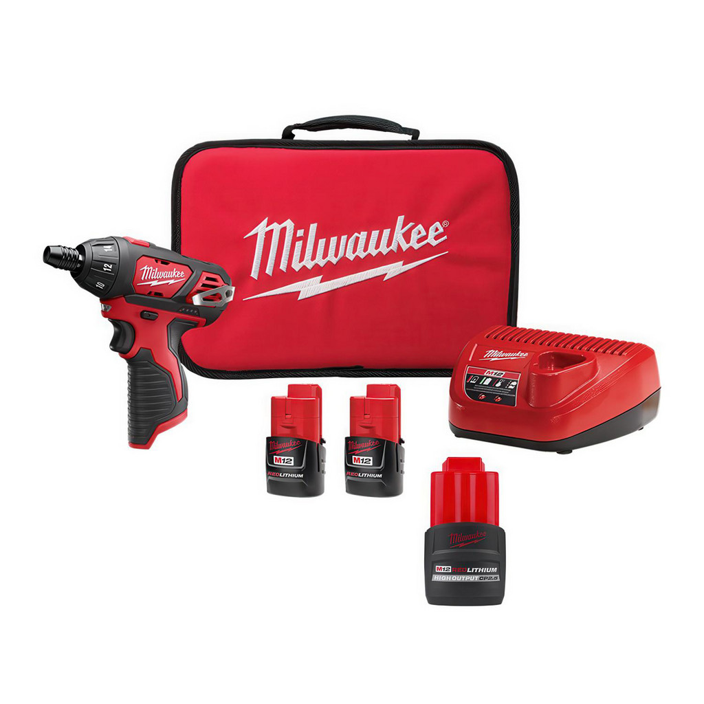 Milwaukee Tool | Milwaukee M12™ 1/4" Hex Screwdriver Kit - ​2401-22 - BONUS M12™ REDLITHIUM™ HIGH OUTPUT™ CP2.5 Battery Pack