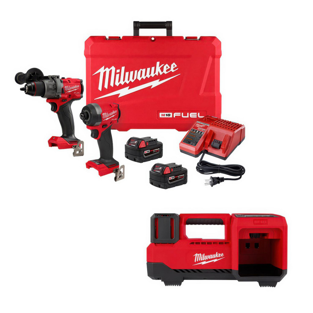 Milwaukee Tool | Milwaukee M18 FUEL™ 2-Tool Combo Kit, 1/2" Hammer Drill/Driver & 1/4" Hex Impact Driver - 3697-22 - BONUS M18™ 18V Cordless