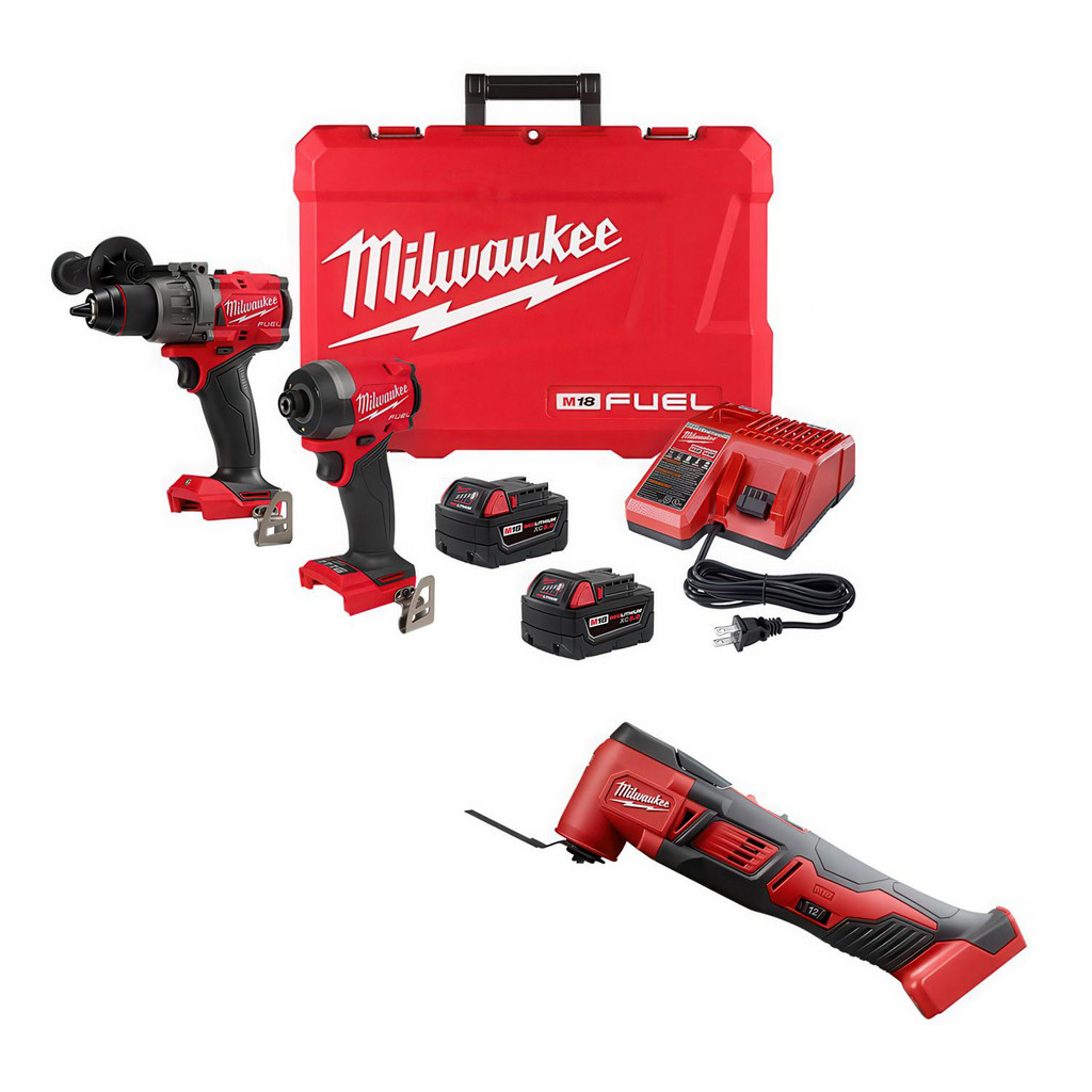 Milwaukee Tool | Milwaukee M18 FUEL™ 2-Tool Combo Kit, 1/2" Hammer Drill/Driver & 1/4" Hex Impact Driver - 3697-22 - BONUS M18™ Cordless