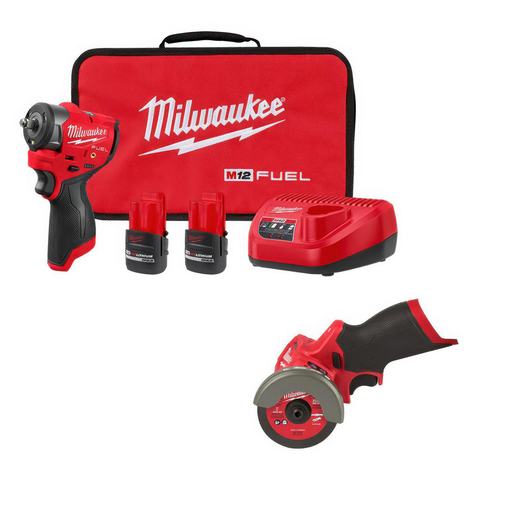 Milwaukee Tool | Milwaukee M12 FUEL™ 3/8" Subcompact Impact Wrench w/ Friction Ring Kit - BONUS M12 FUEL™ 3" Compact Cut Off Tool | Part
