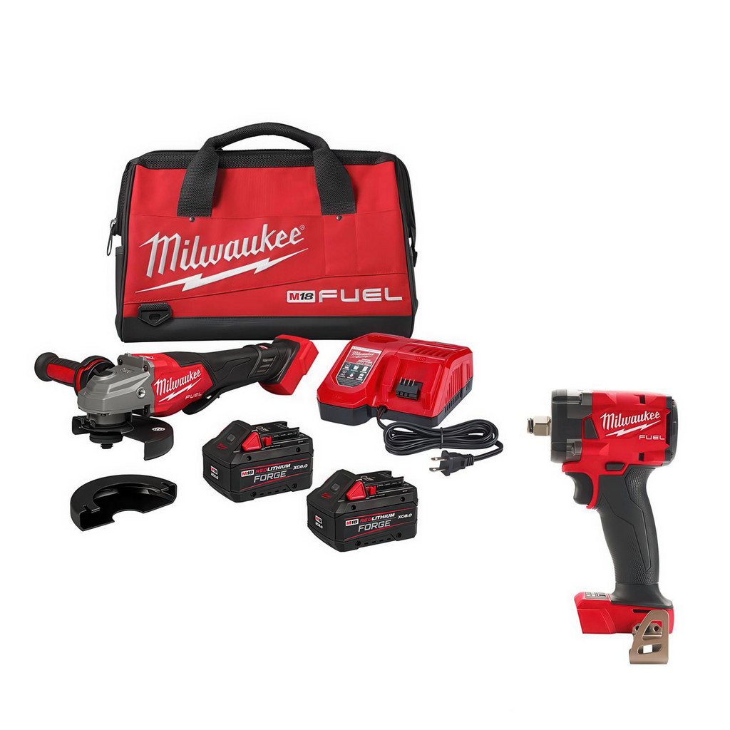 Milwaukee Tool | Milwaukee M18 FUEL™ 4-1/2"-6" Braking Grinder, Paddle Switch Kit - ​3670-22 - BONUS M18 FUEL™ 1/2 " Compact Impact Wrench