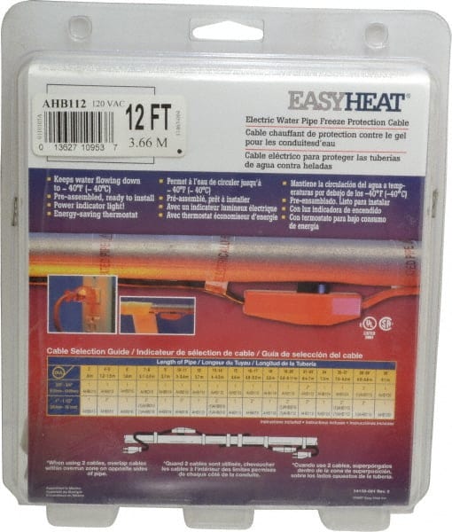 EasyHeat AHB112A 12 Long, Preassembled, Fixed Length, Fixed Wattage, Protection Heat Cable 