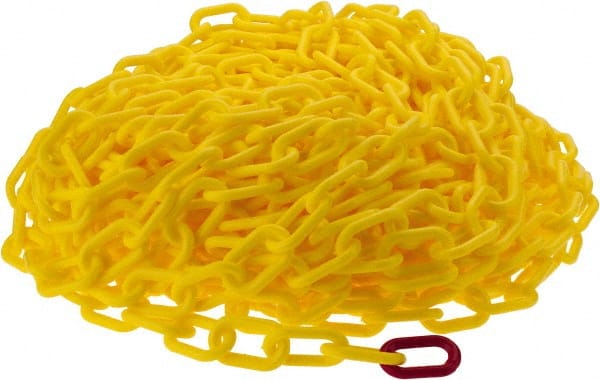 Heavy-Duty Chain: Plastic, Yellow, 100' Long, 2" Wide