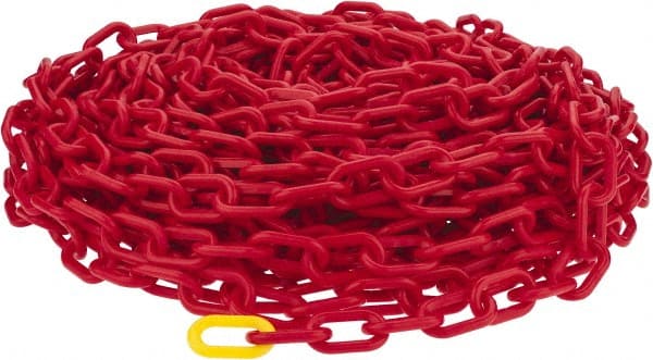 Heavy-Duty Chain: Plastic, Red, 100' Long, 2" Wide